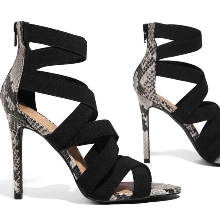 Stiletto High Heel Serpentine Sandals Gladiator Shoes - Mislish
