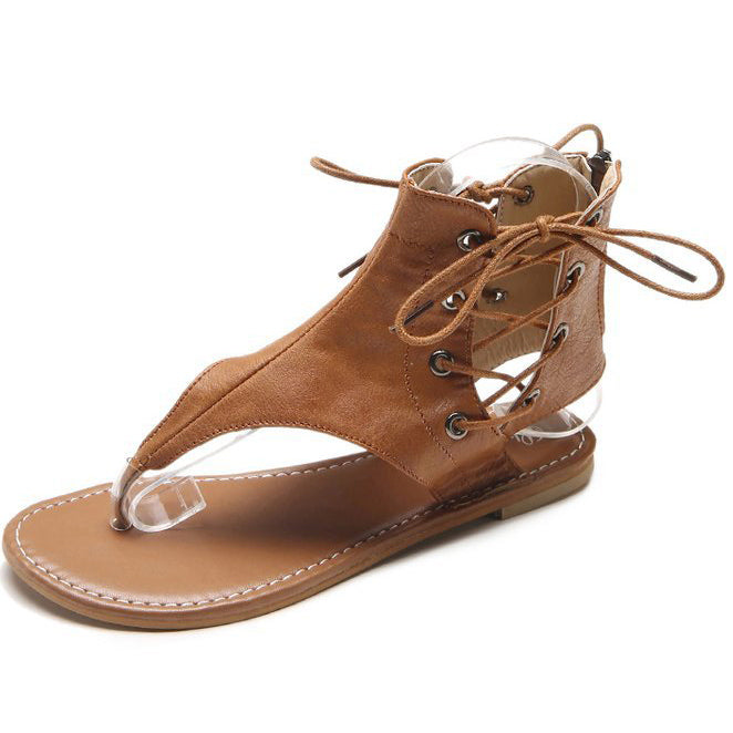 Strappy Open Toe Sandals With Zipper - Mislish