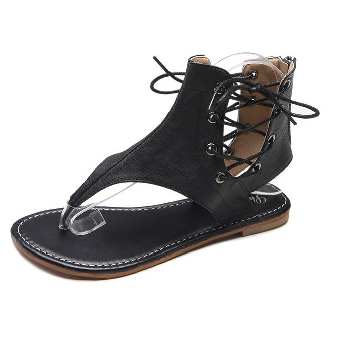 Strappy Open Toe Sandals With Zipper - Mislish