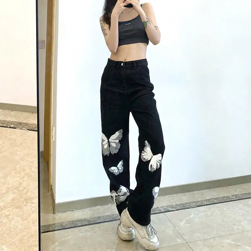 Y2K Vintage Black Wide Leg Jeans Pants