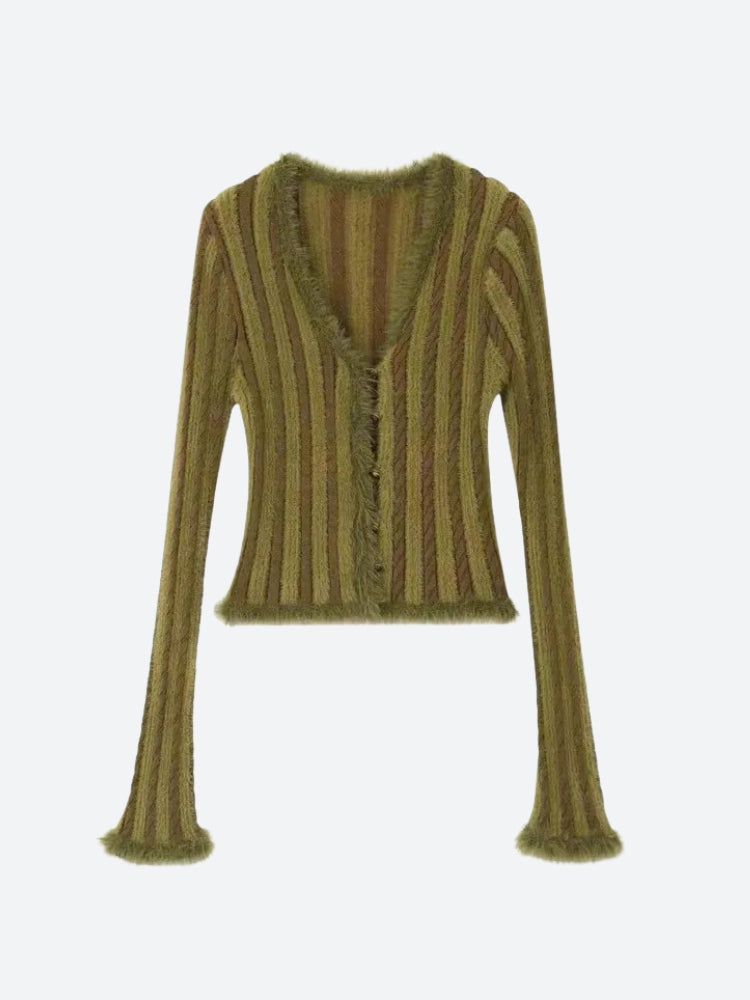 Striped Fluffy Cardigan 6