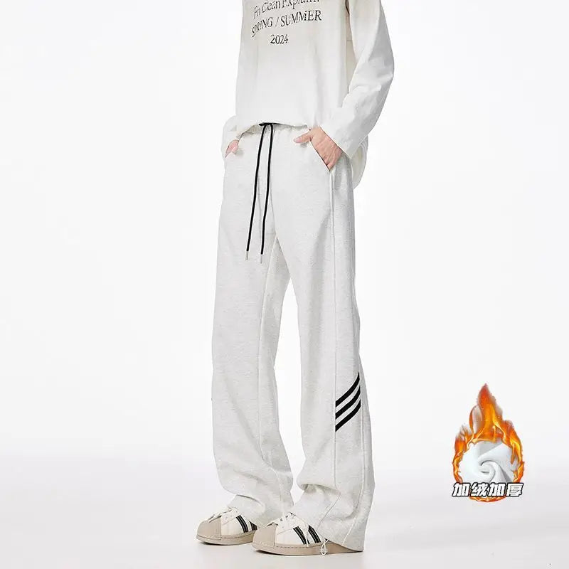 Striped Fleece Motion Loose Pants