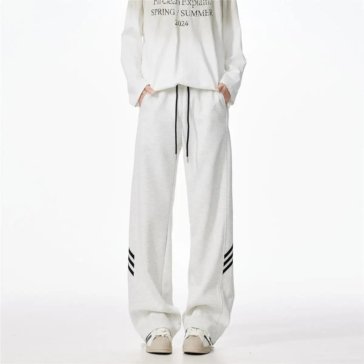 Striped Fleece Motion Loose Pants