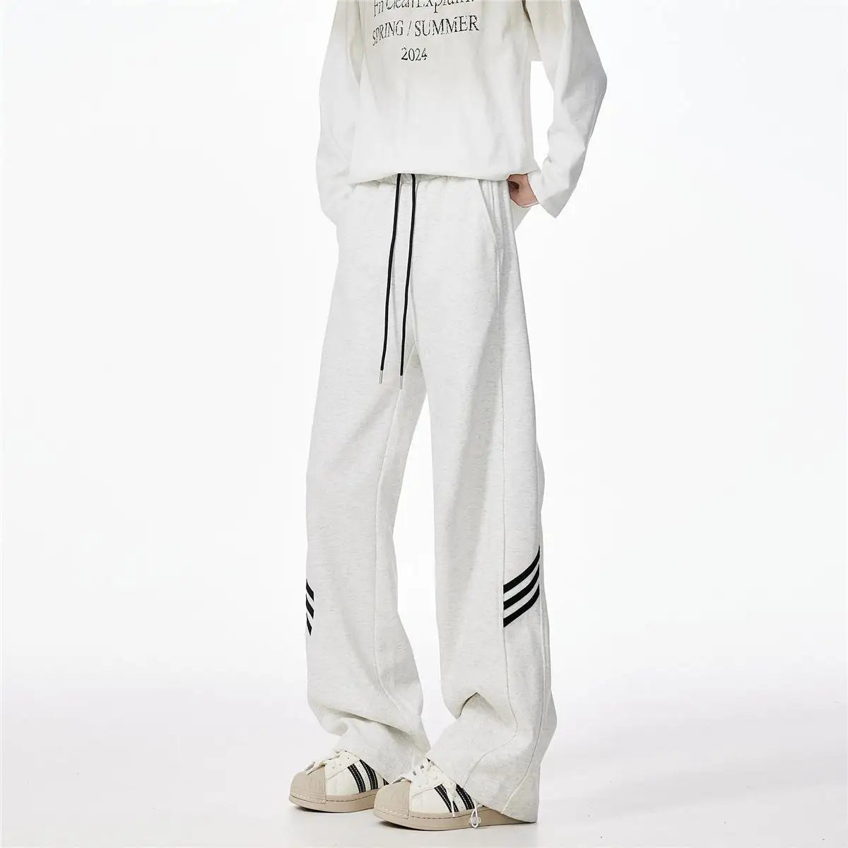 Striped Fleece Motion Loose Pants