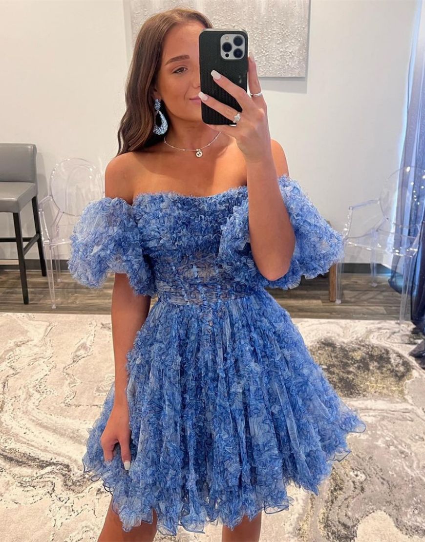 Stunning Navy A-Line Homecoming Dress With Detachable Sleeves - Fashionpara