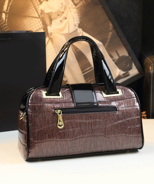 Gradient Color Solid Durable Faux Leather Tote Handbag