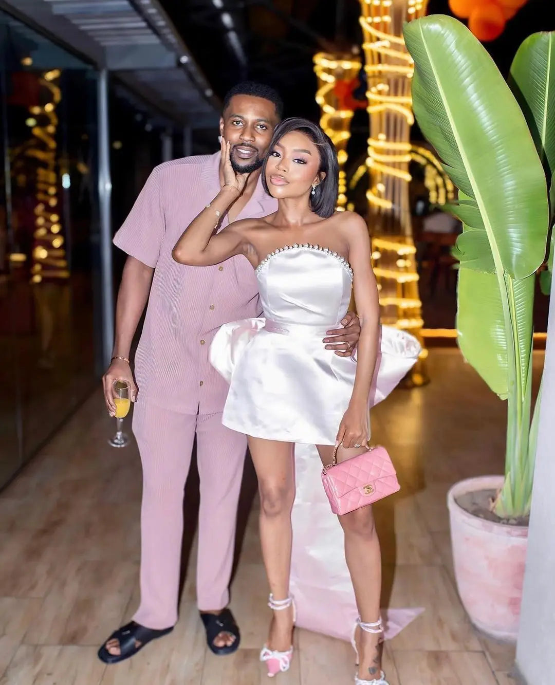 Green Pink Red Satjson Mini Party Dress with Detachable Bow - Fashionpara