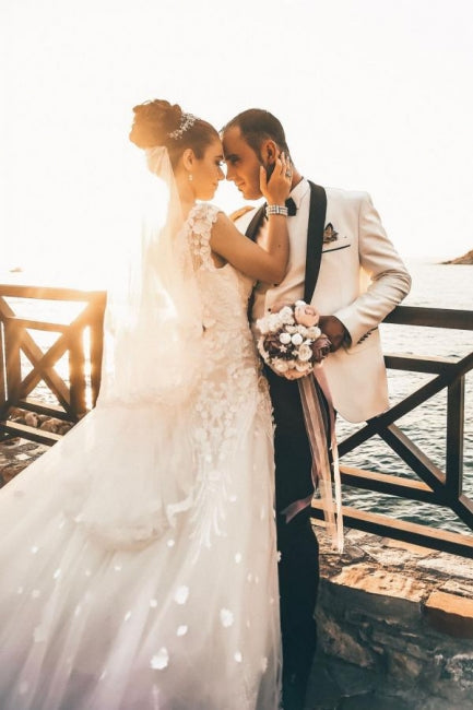 Beautiful Summer Bohi Chiffon Flowy sleeveless Tulle Wedding Dress - Fashionpara
