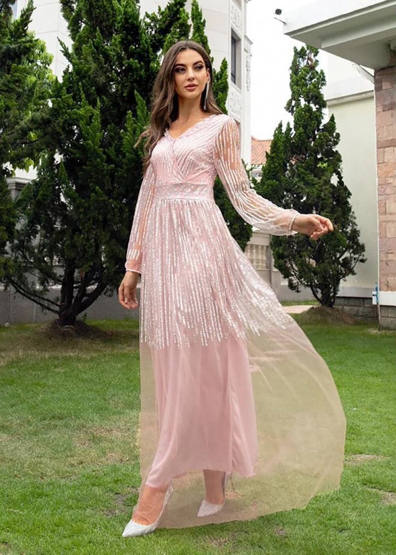 Summer Elegant Long Sleeve Gauze Tulle Wedding Dress - View 5