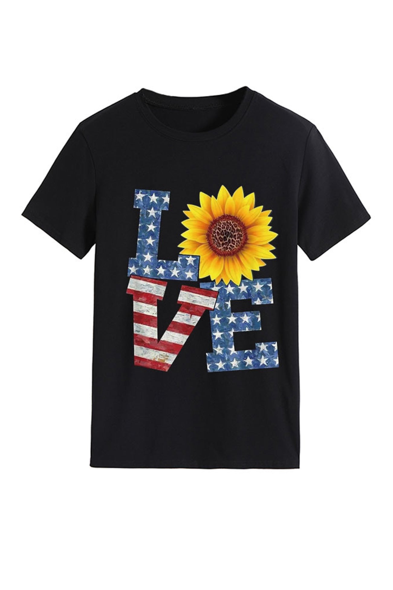 Sunflowers Pentagram Letter Print T-shirt
