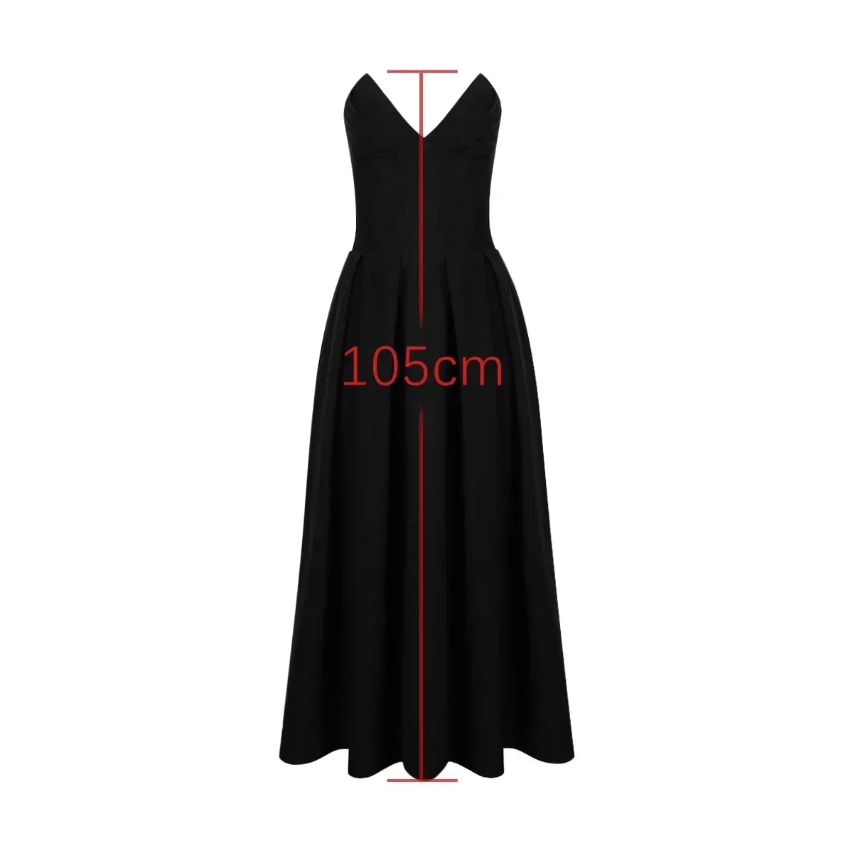 Corset Deep V-Neck Strapless A-Line Midi Dress - View 6