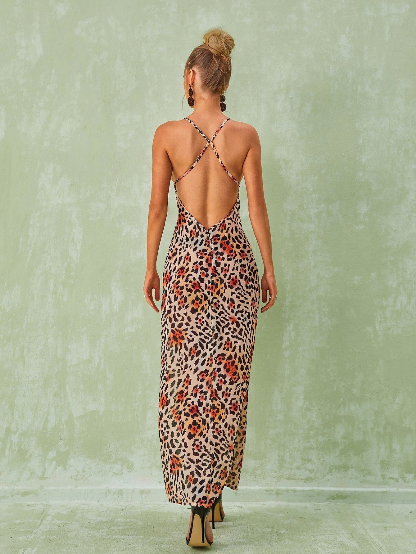 Svea Lace Leopard Printed Maxi Dress