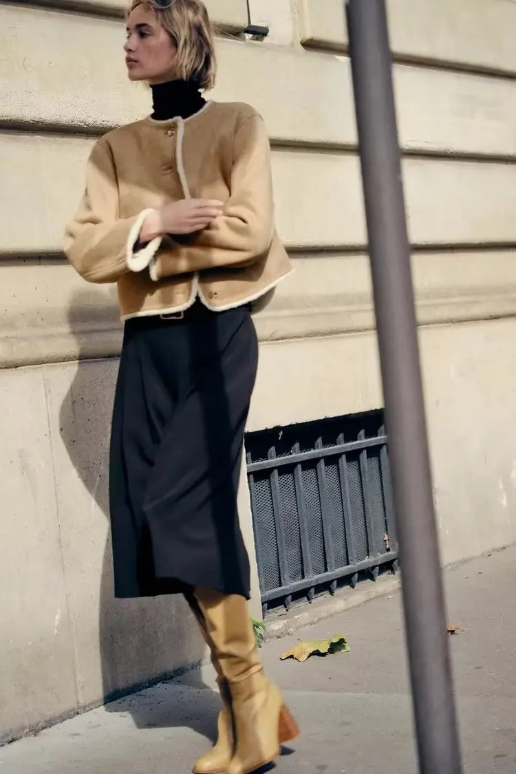 Gold Button Long Sleeve Double-sided Cardigan