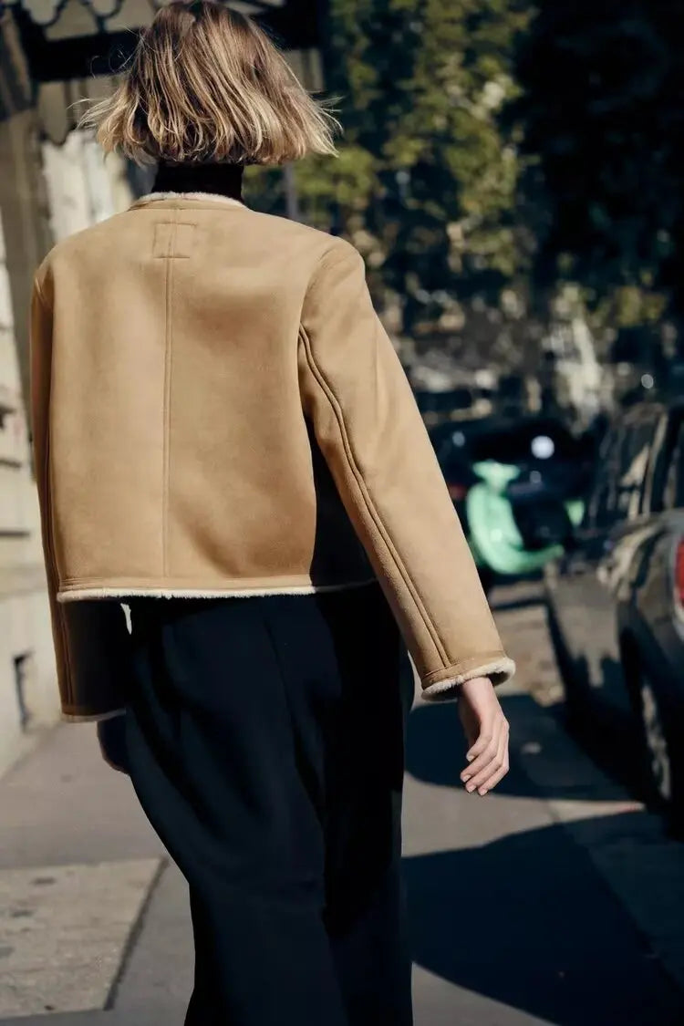 Gold Button Long Sleeve Double-sided Cardigan