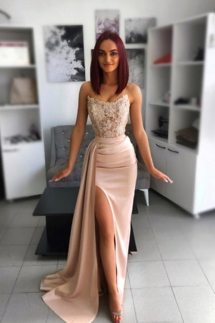 Beautiful Mermaid Sweetheart Floor Length Prom Dress with High Split - Fashionpara