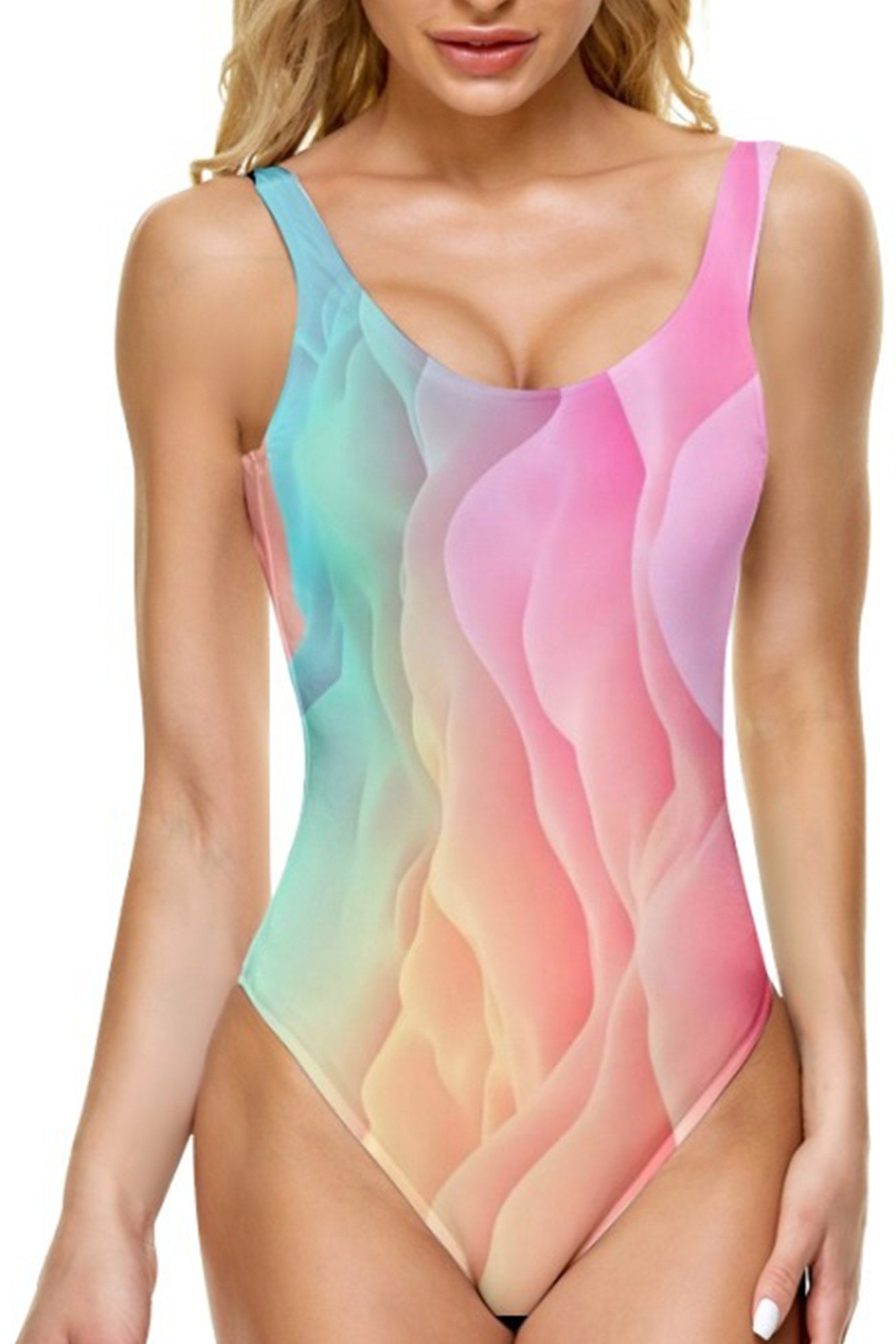 Tie-dyed Backless One Piece Swimwear