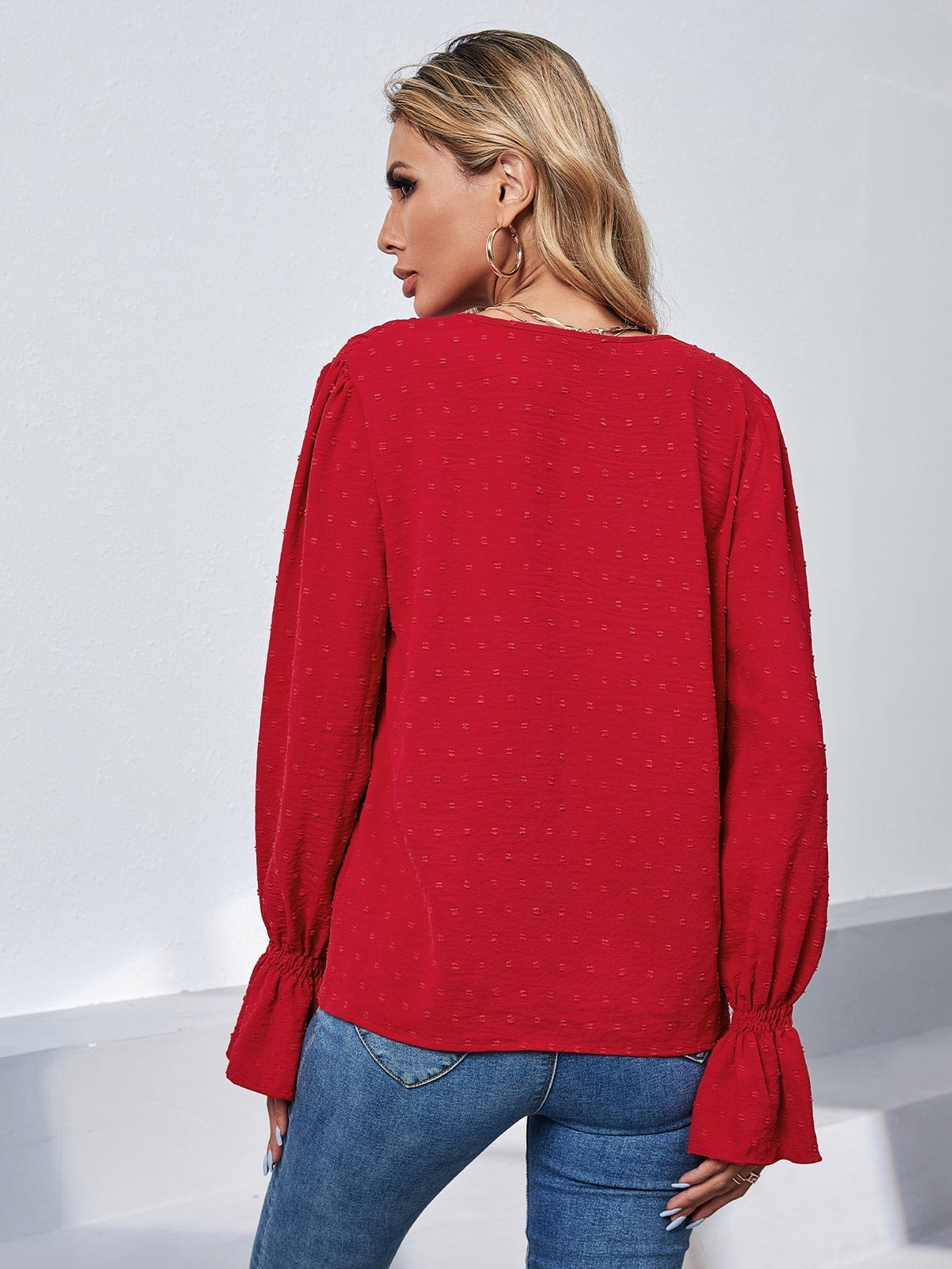 KittenAlarm - Swiss Dot Flounce Sleeve Top