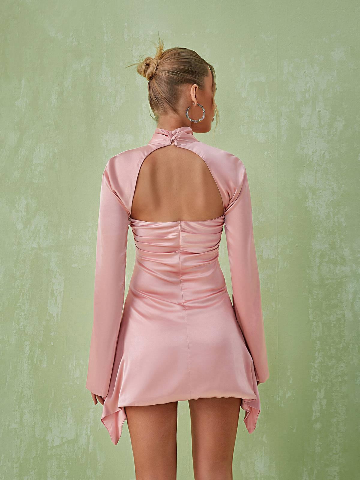 Sybil Satin Mini Dress In Pink