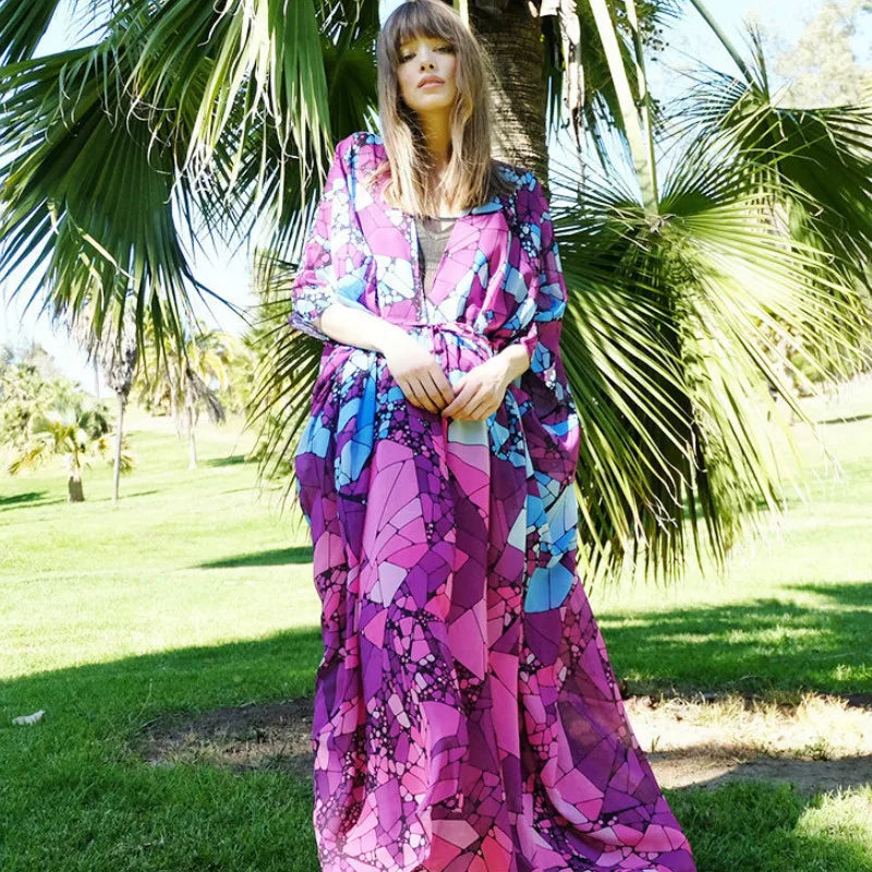 Chiffon Leopard Print Kimono Boho Bikini Cover Up