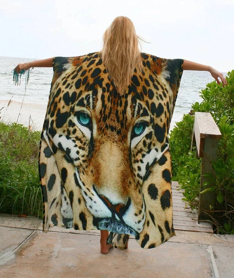 Chiffon Leopard Print Kimono Boho Bikini Cover Up