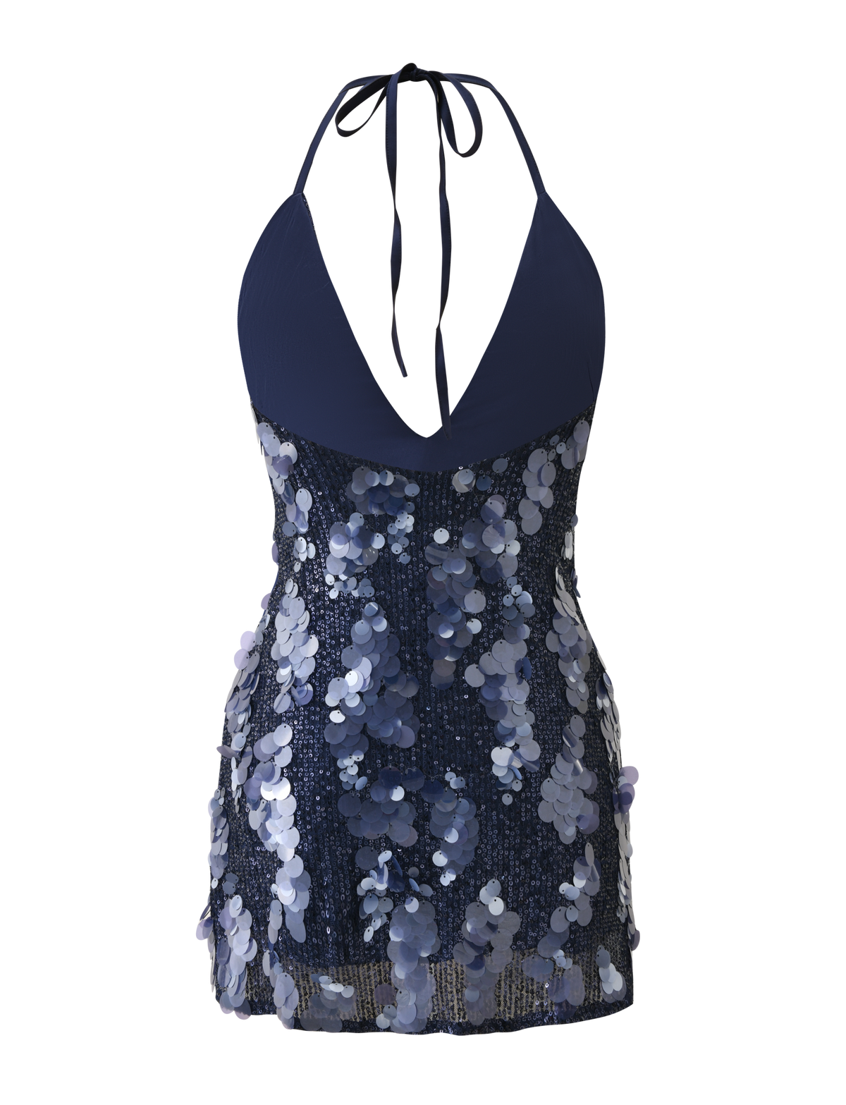 Sequin Deep V-Neck Halter Backless Mini Dress - View 9