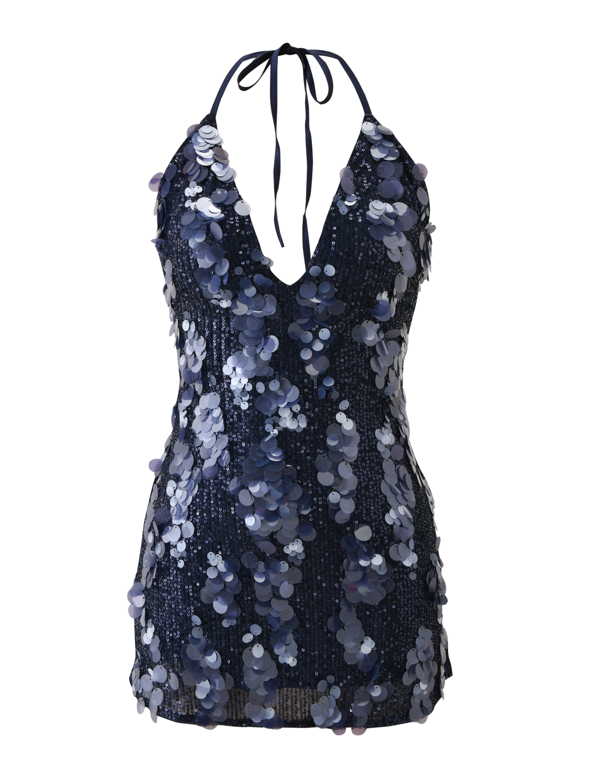 Sequin Deep V-Neck Halter Backless Mini Dress - View 8