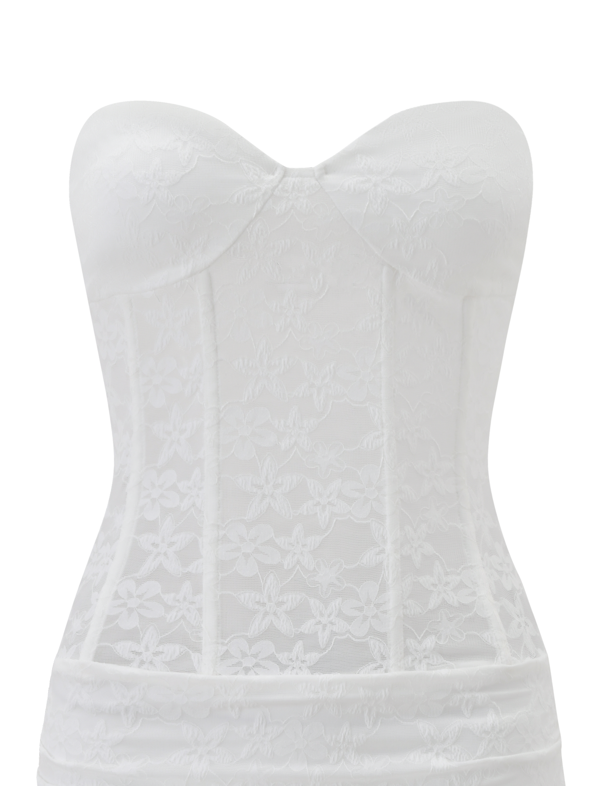 Strapless Sweetheart Corset Floral Lace Ruched Mini Dress 8