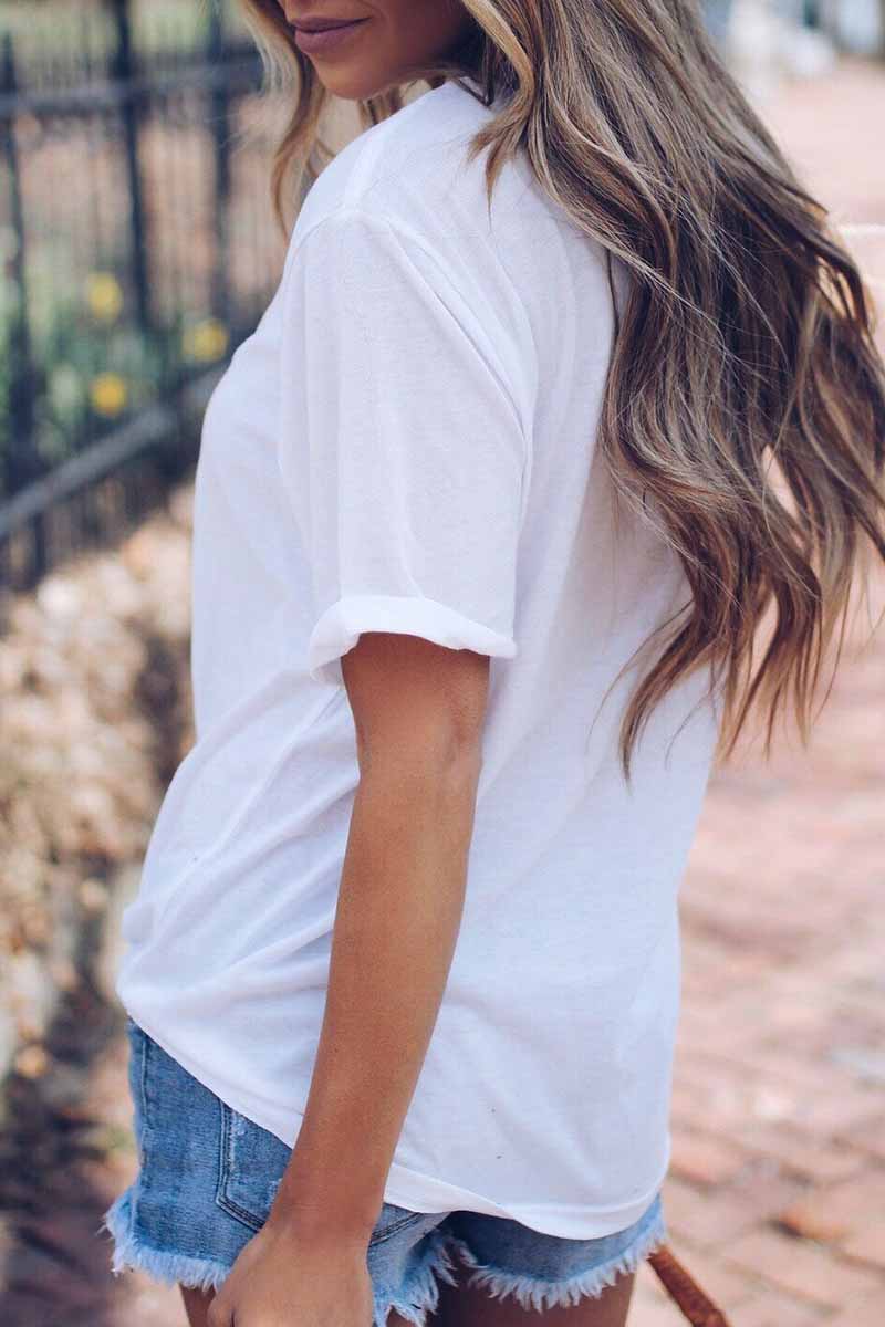 Florcoo Colorful Round Neck Print T-shirt