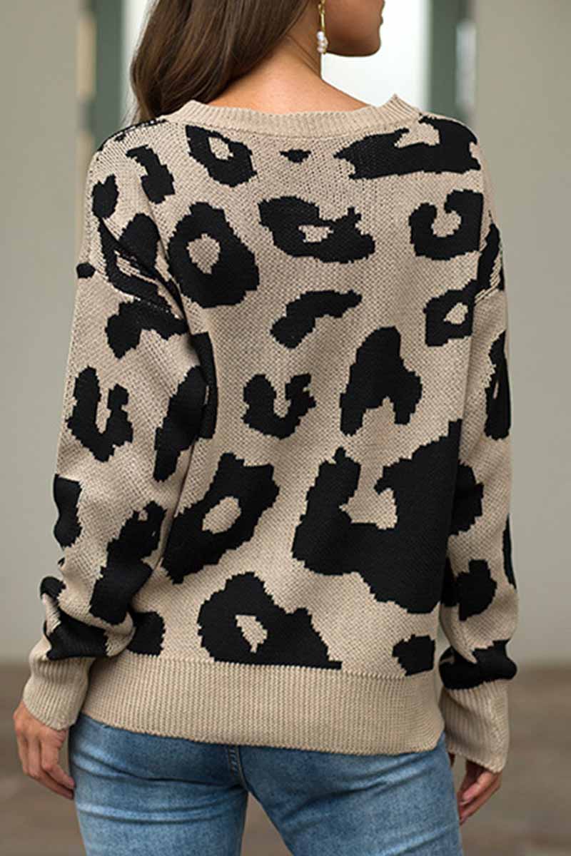 Florcoo Chic Leopard Print Sweater for Effortless Style