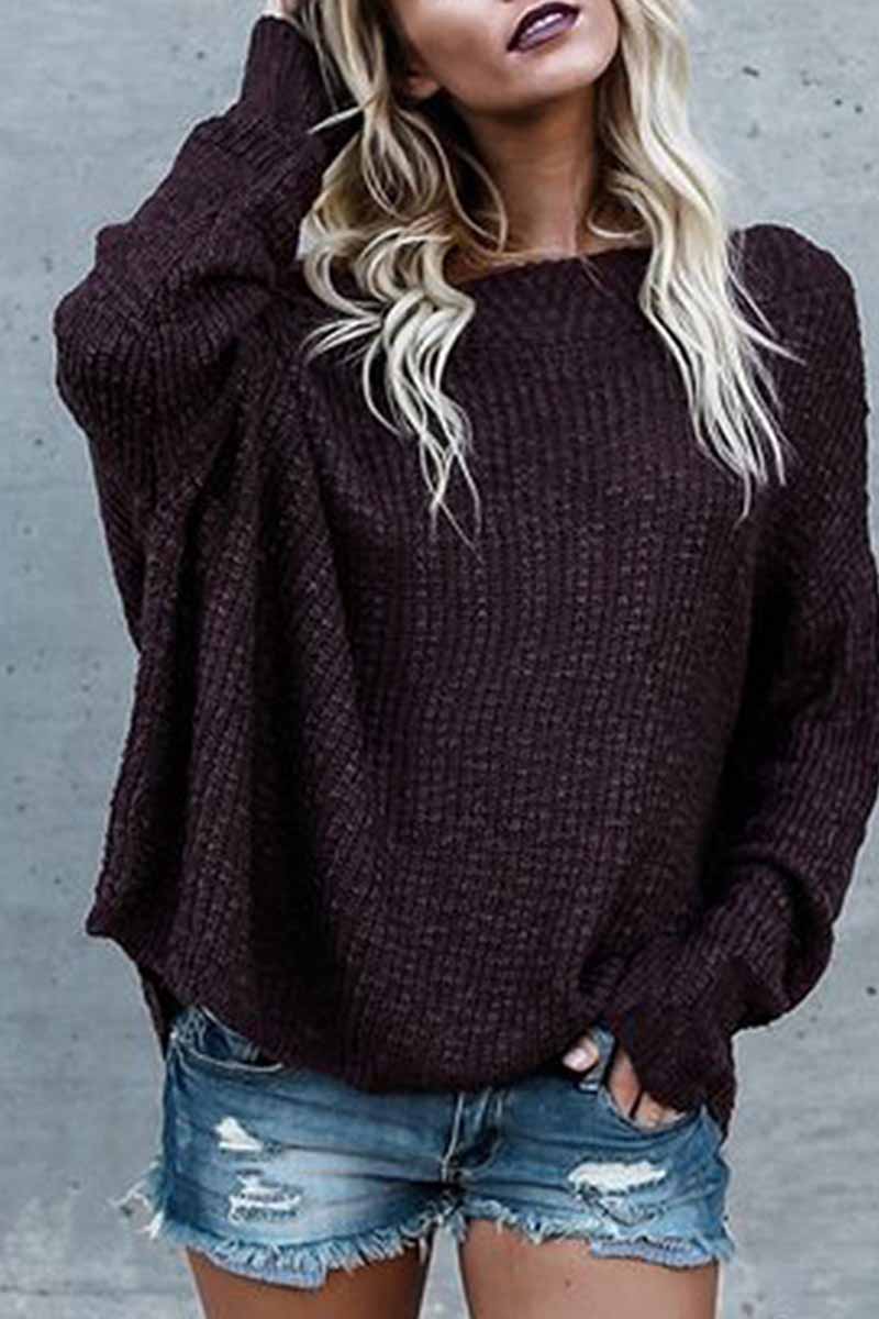 Florcoo Stylish Off-Shoulder Loose Sweater for Comfort