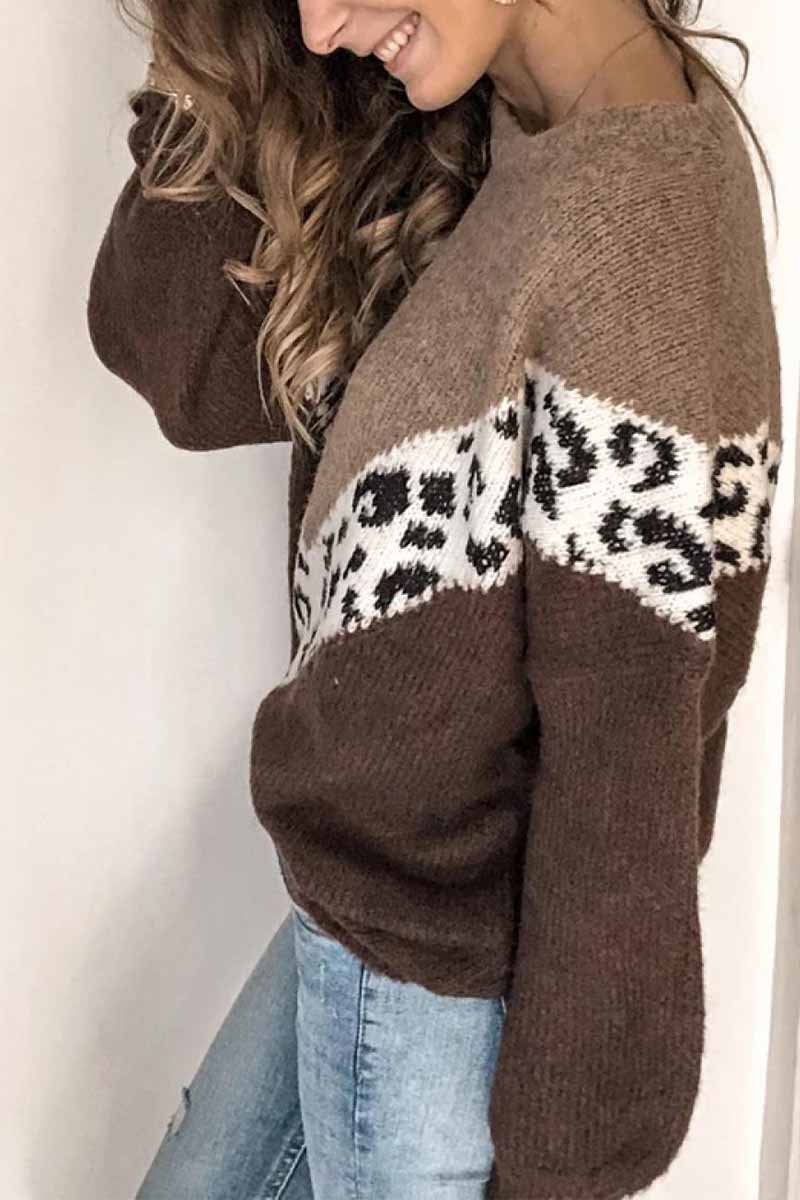 Florcoo Stylish Leopard Print Sweater for Effortless Chic