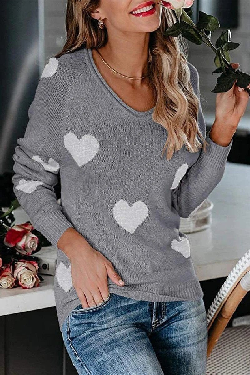 Florcoo Loose V-Neck Knitted Sweater in Five Chic Colors