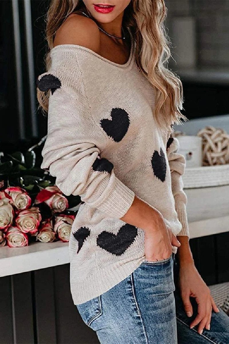 Florcoo Loose V-Neck Knitted Sweater in Five Chic Colors