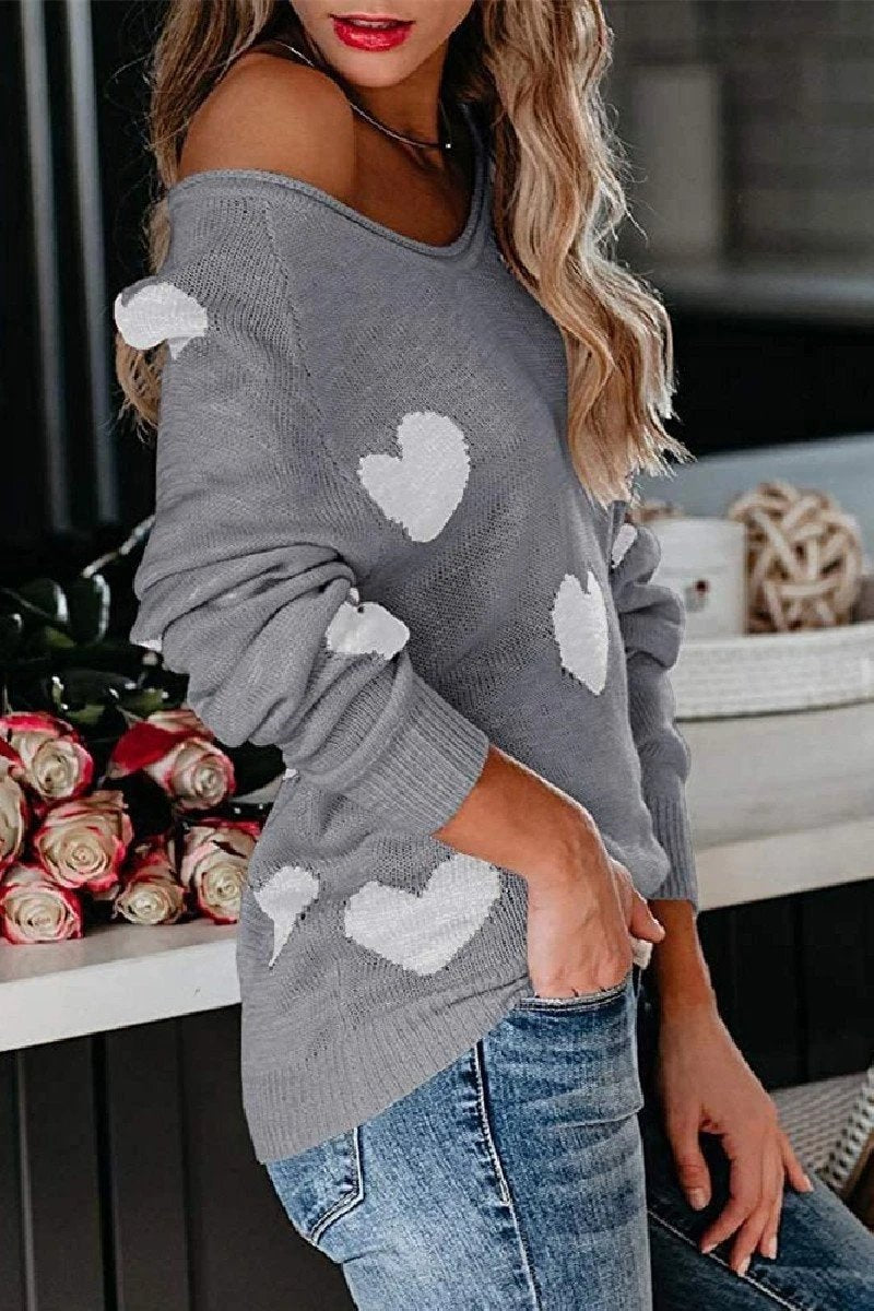 Florcoo Loose V-Neck Knitted Sweater in Five Chic Colors