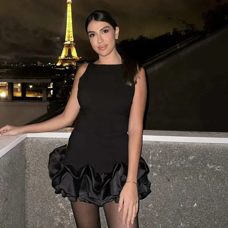 Ruffle Backless Bodycon White Black Red Mini Dress