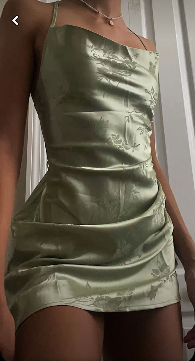 Classy Halter Green Satin Print Floral Sheath Cocktail Dress Short Homecoming Dress D731
