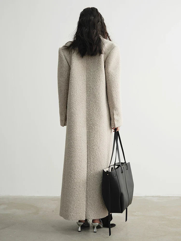 Solid Patchwork Long Sleeve Overcoat