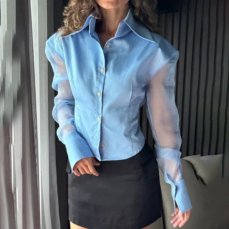 Summer See-Through Slim Blouse