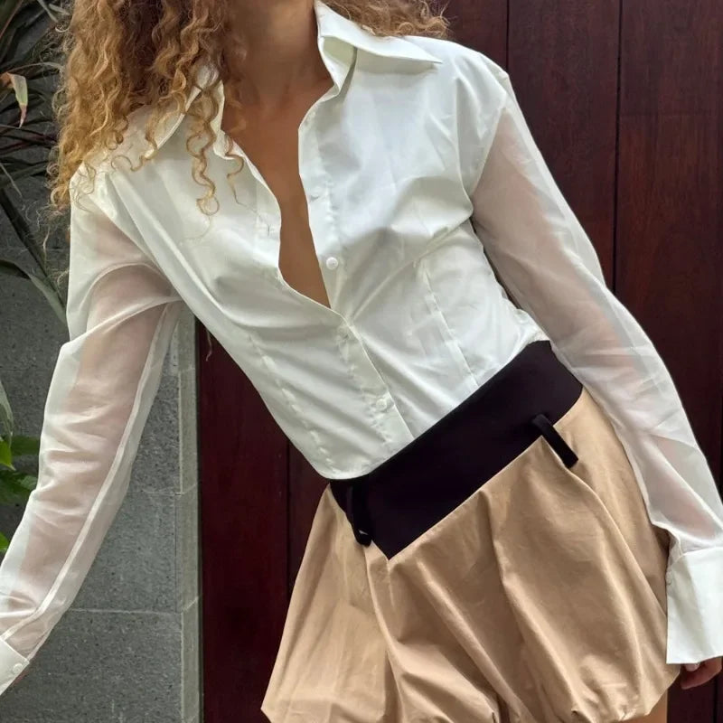 Summer See-Through Slim Blouse