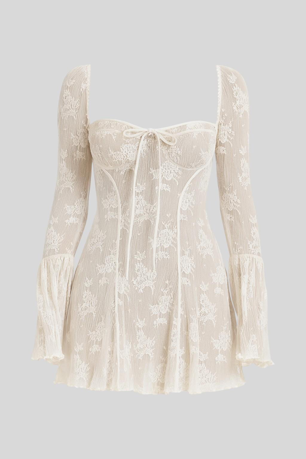 Lace Sweetheart Corset Flare Sleeve Mini Dress 3