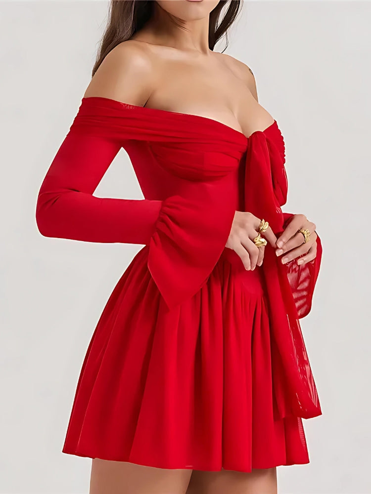 Tie Front Strapless Corset Mini Dress - Fashionpara