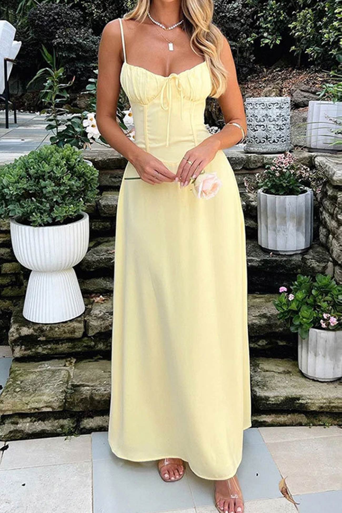 Tie-up Corset A-line Cami Dress - Fashionpara