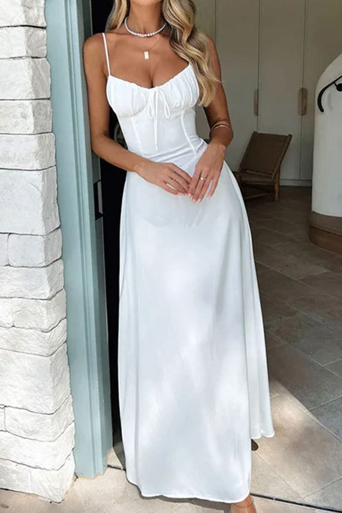 Tie-up Corset A-line Cami Dress - Fashionpara