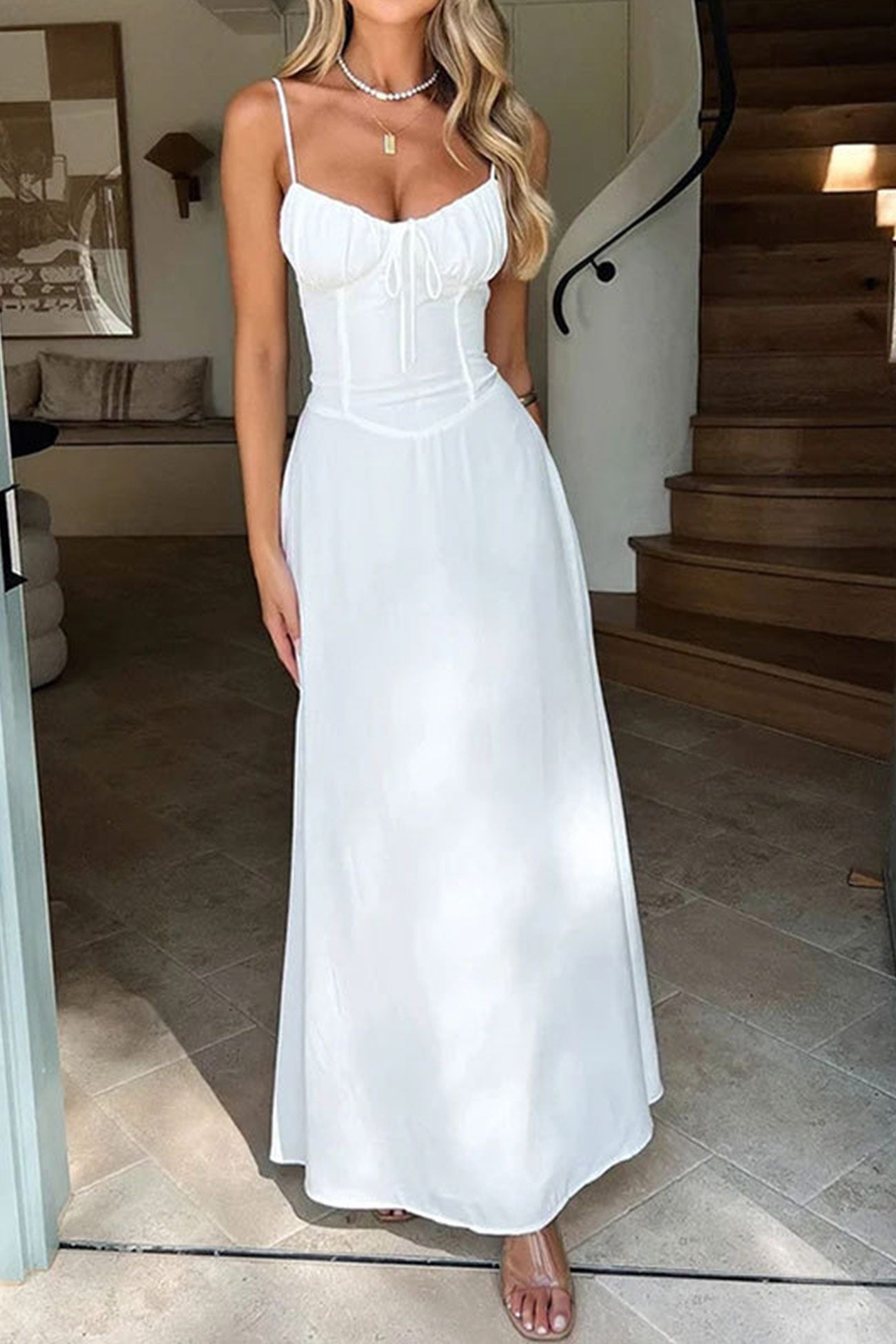 Tie-up Corset A-line Cami Dress - Fashionpara