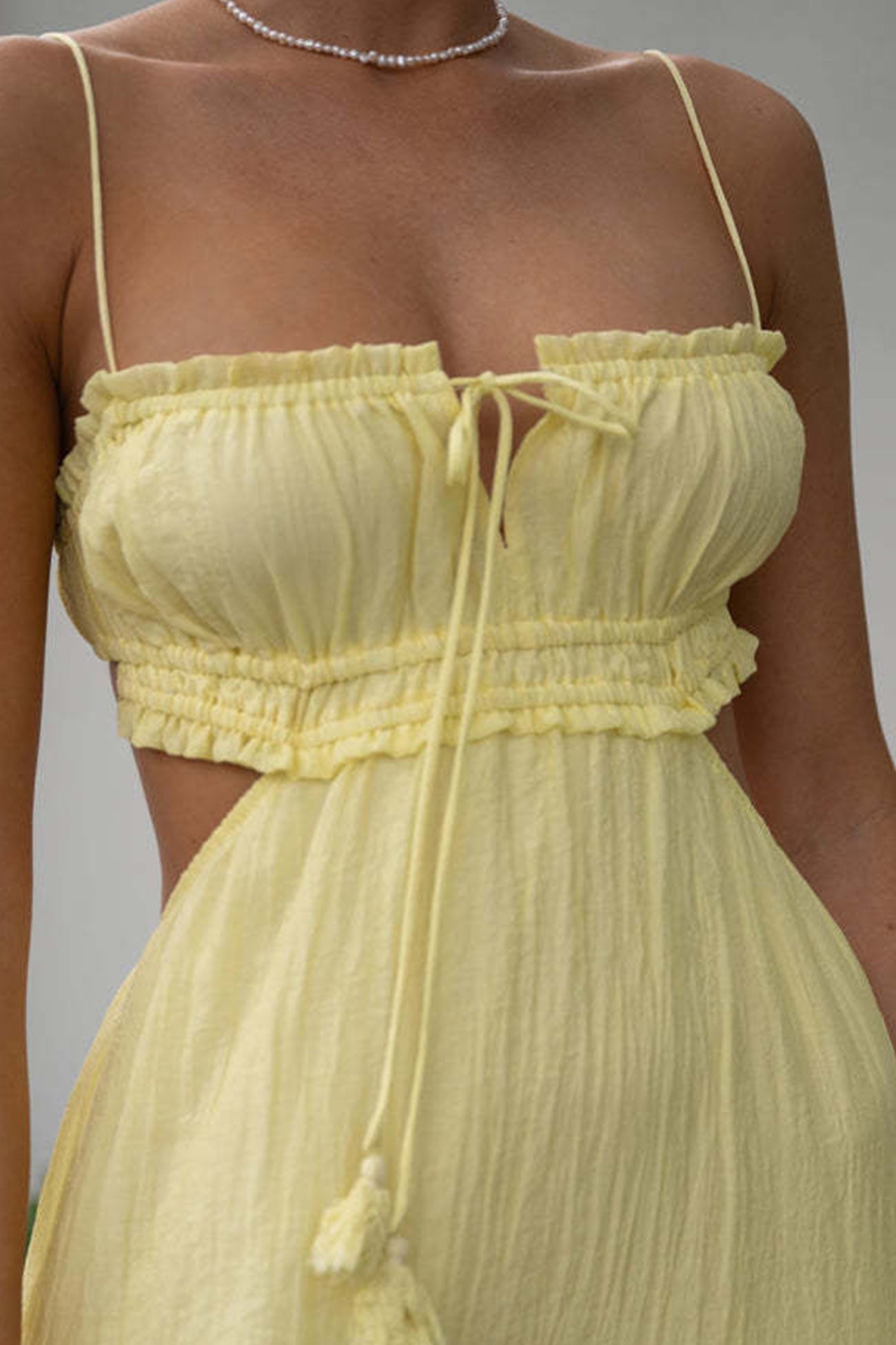 Tie-up Cutout Tiered Cami Dress - Fashionpara