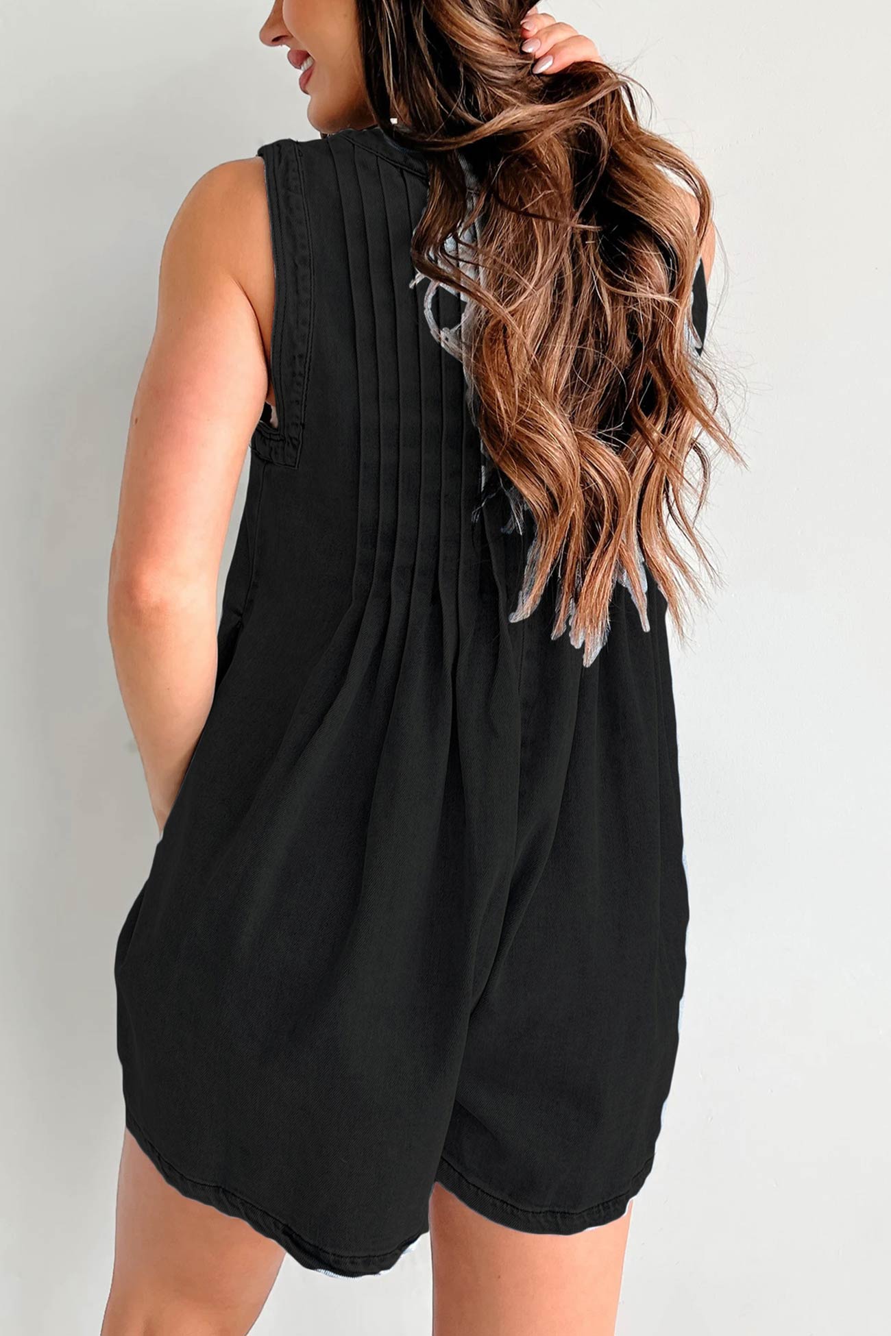 Tie-up Sleeveless Denim Rompers - Fashionpara