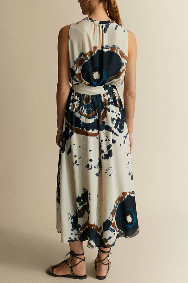 Tie Dye Lace-up Sleeveless Dress