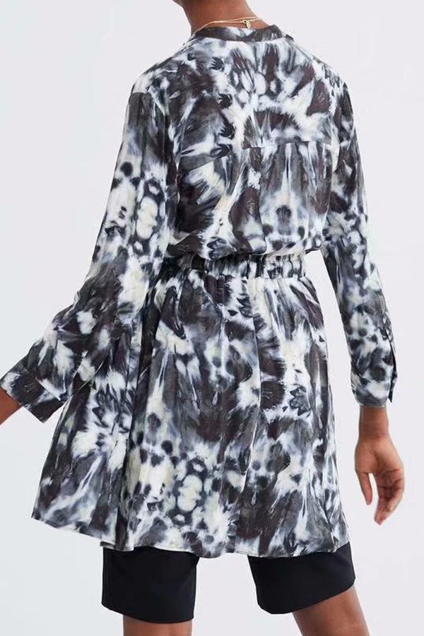Tie Dye V-cut Shirt Dress