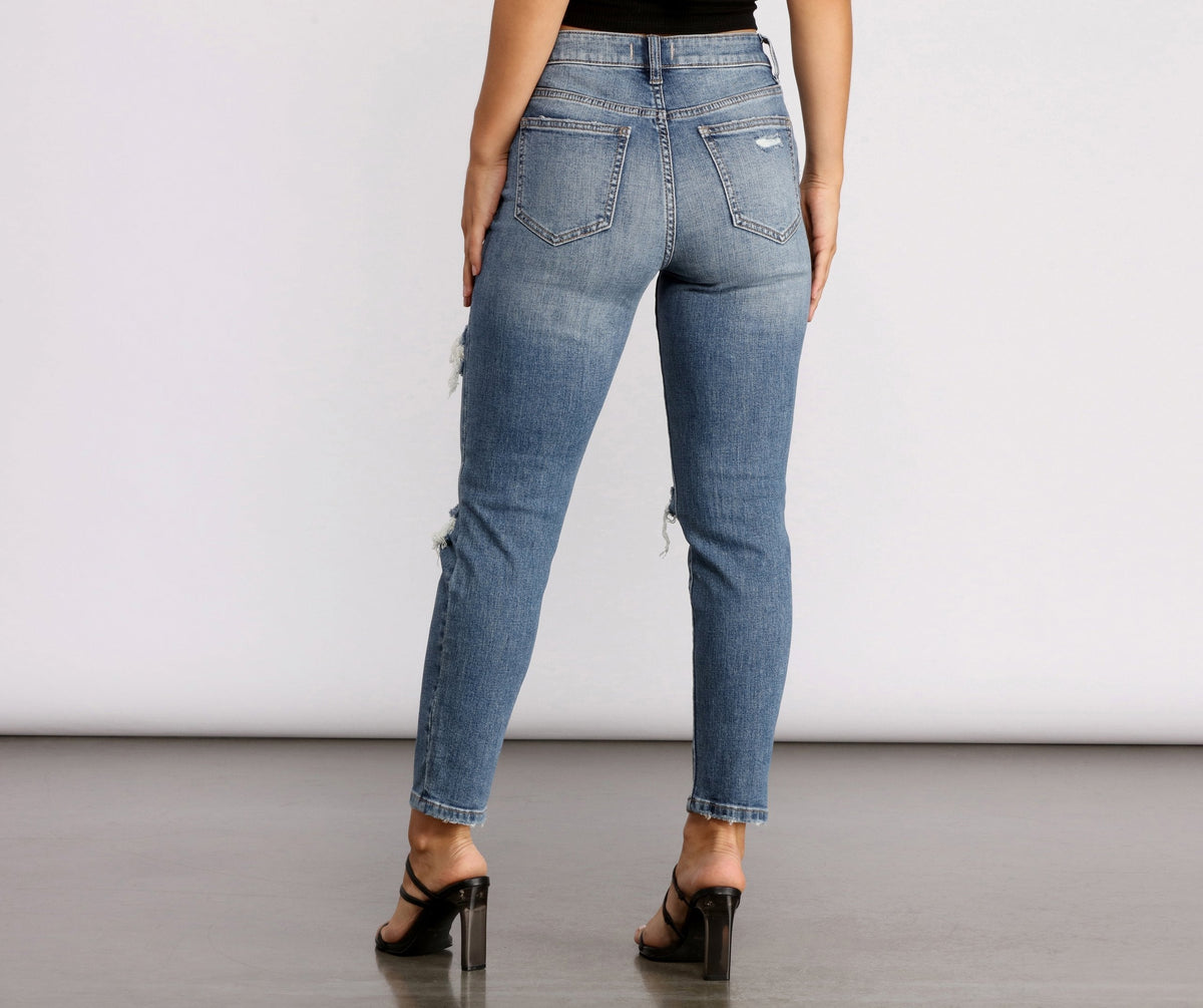 KittenAlarm - Tobi High Rise Distressed Mom Jeans