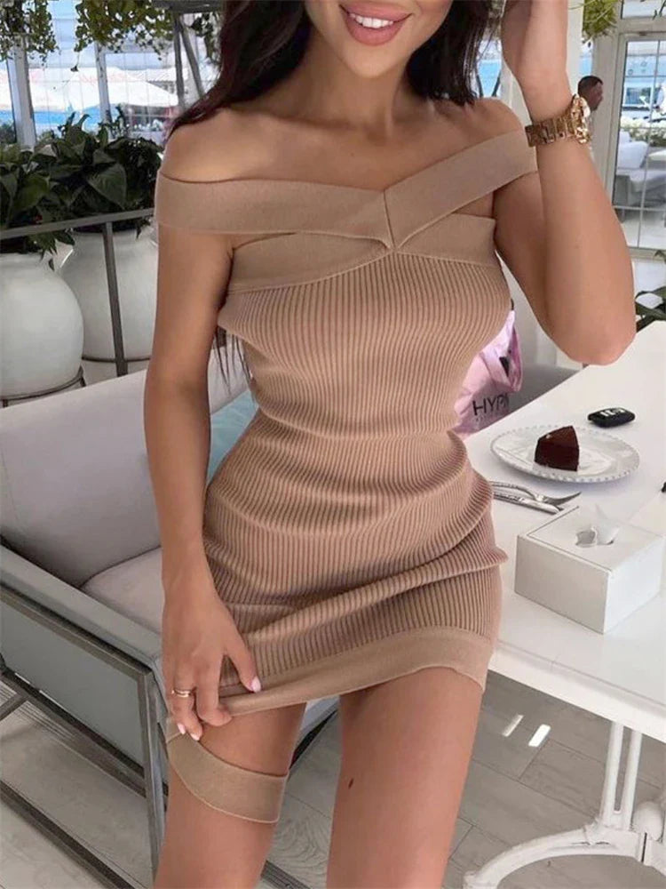 Knit Halter Bandage Mini Dress
